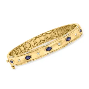 Ross-Simons Sapphire and . Diamond Bangle Bracelet in 18kt Gold Over Sterling