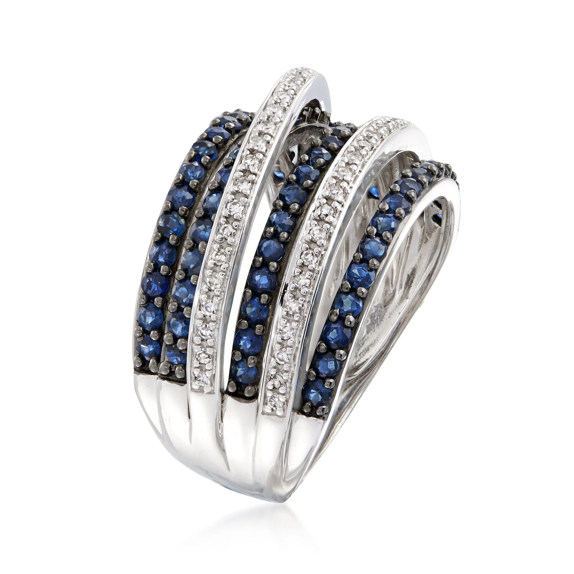 Ross-Simons Sapphire and . Diamond Highway Ring in Sterling Silver