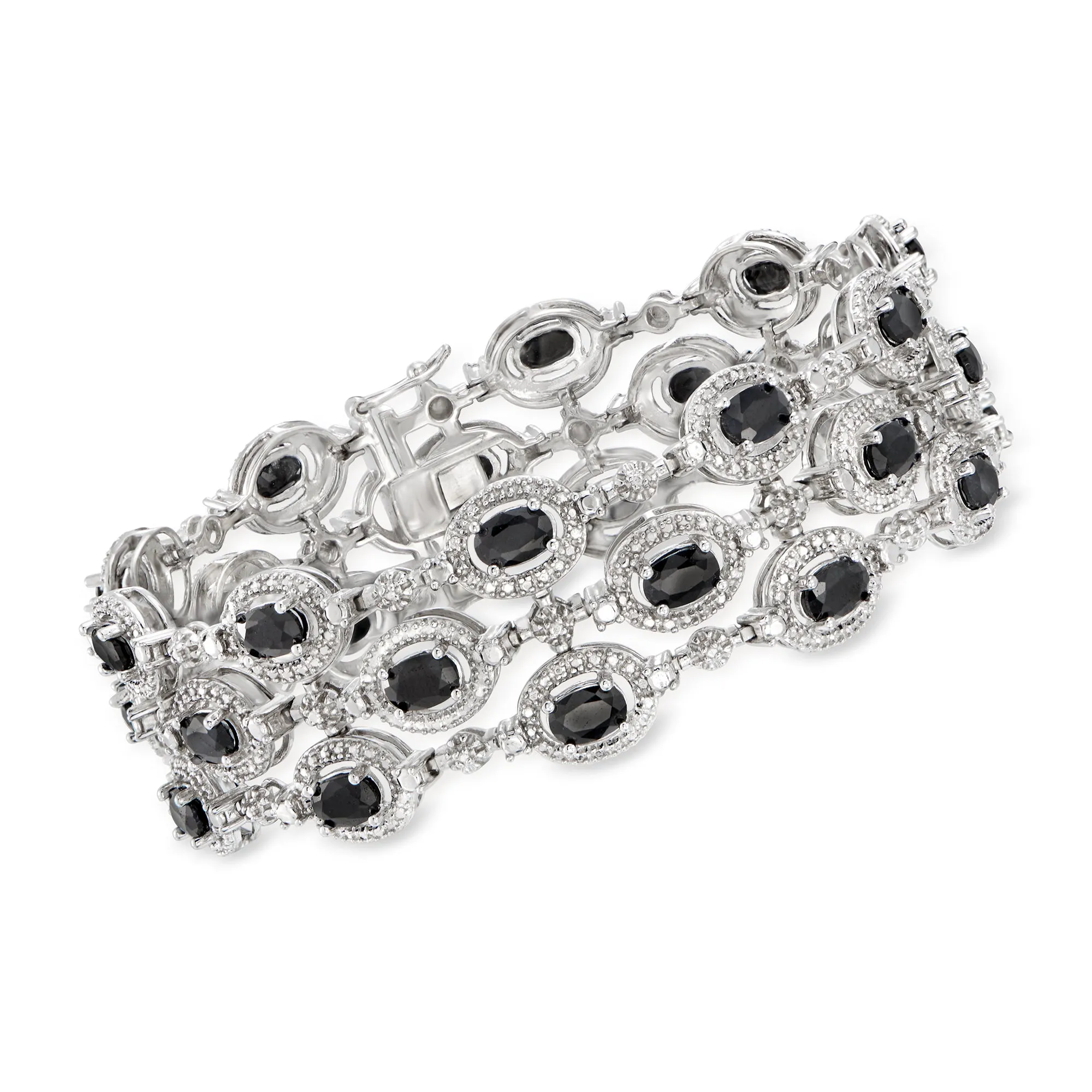 Ross-Simons Sapphire Bracelet With Diamond Accent in Sterling Silver