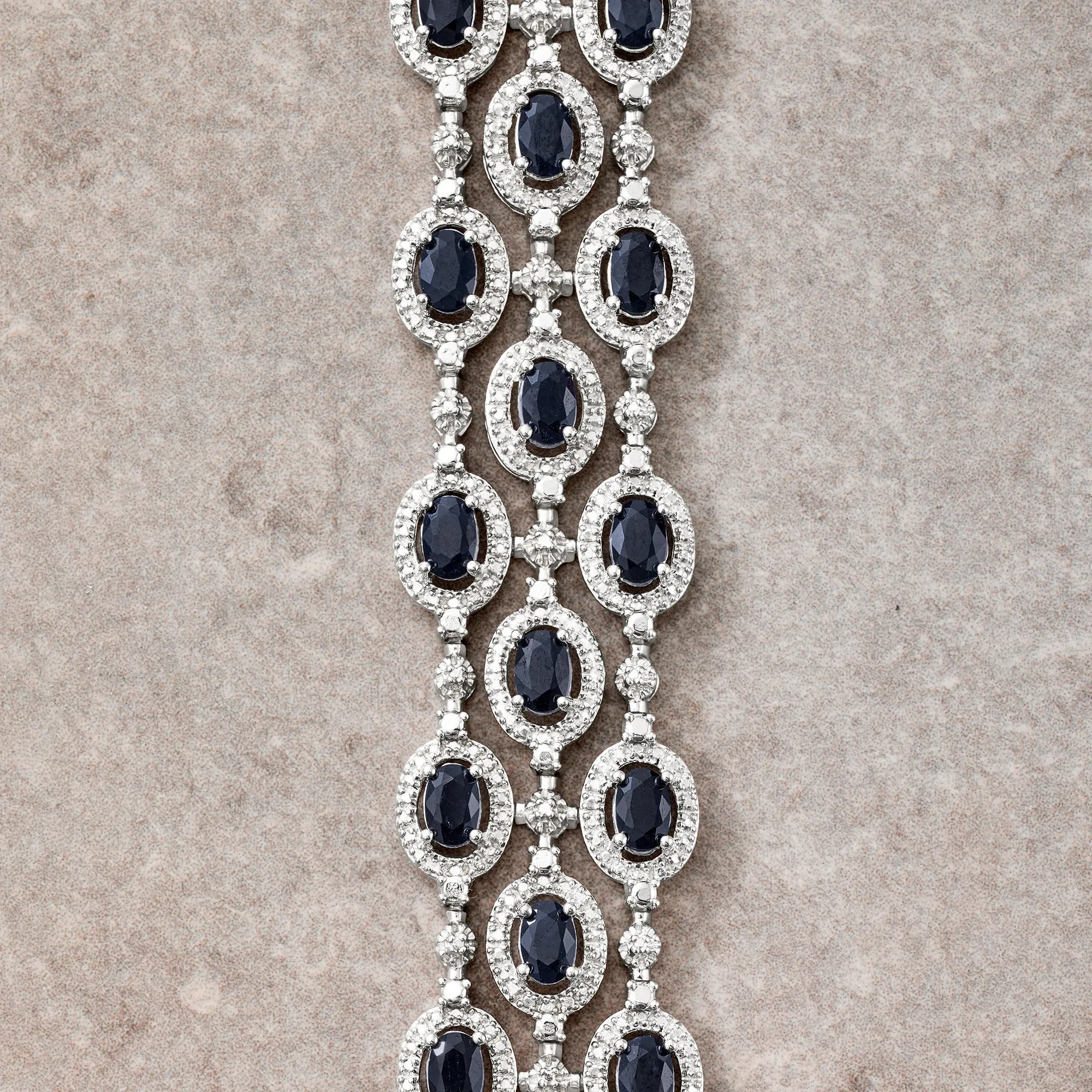 Ross-Simons Sapphire Bracelet With Diamond Accent in Sterling Silver