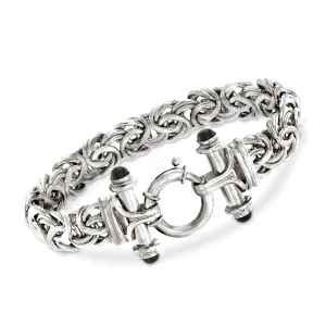 Ross-Simons Sterling Silver Byzantine Bracelet With Black Onyx