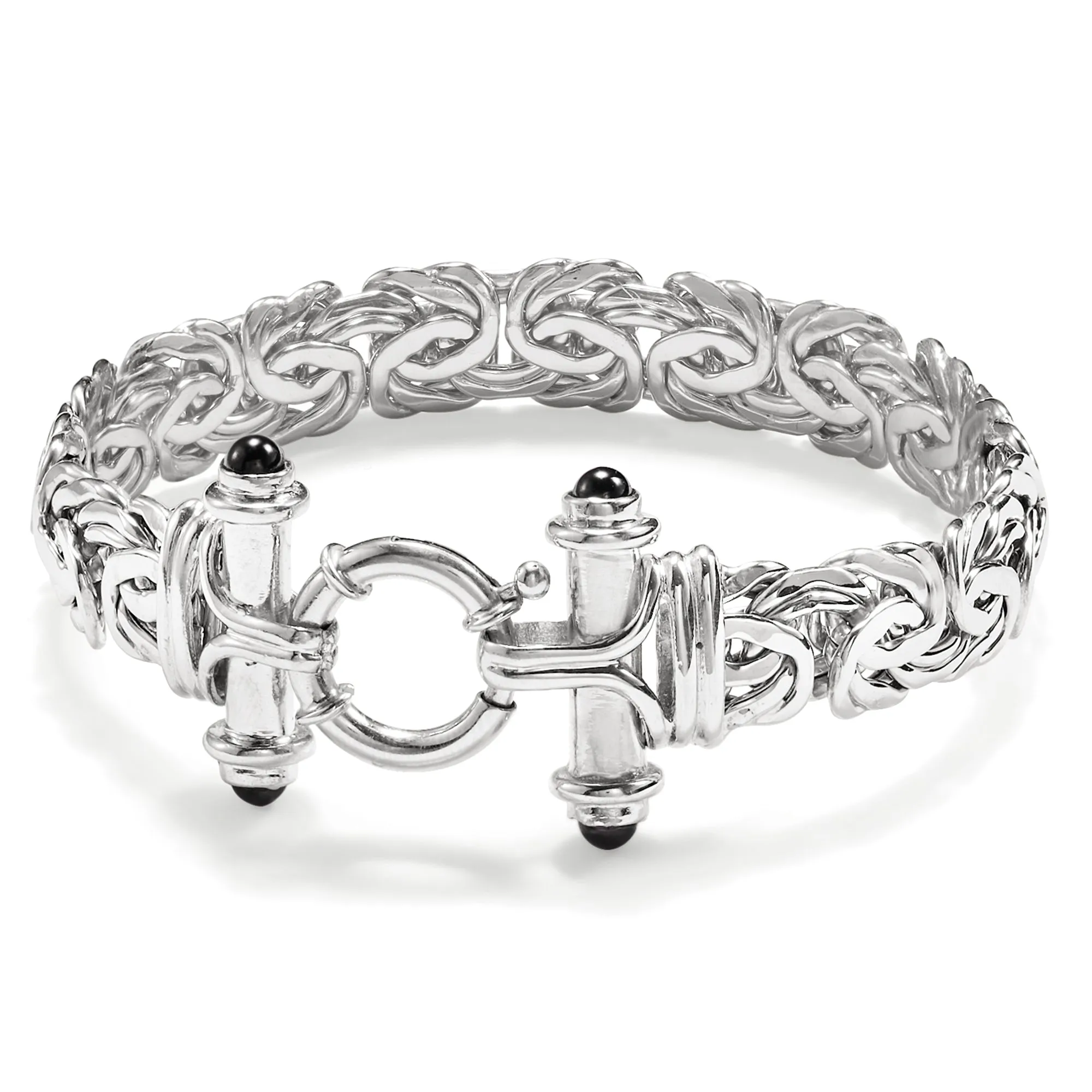 Ross-Simons Sterling Silver Byzantine Bracelet With Black Onyx