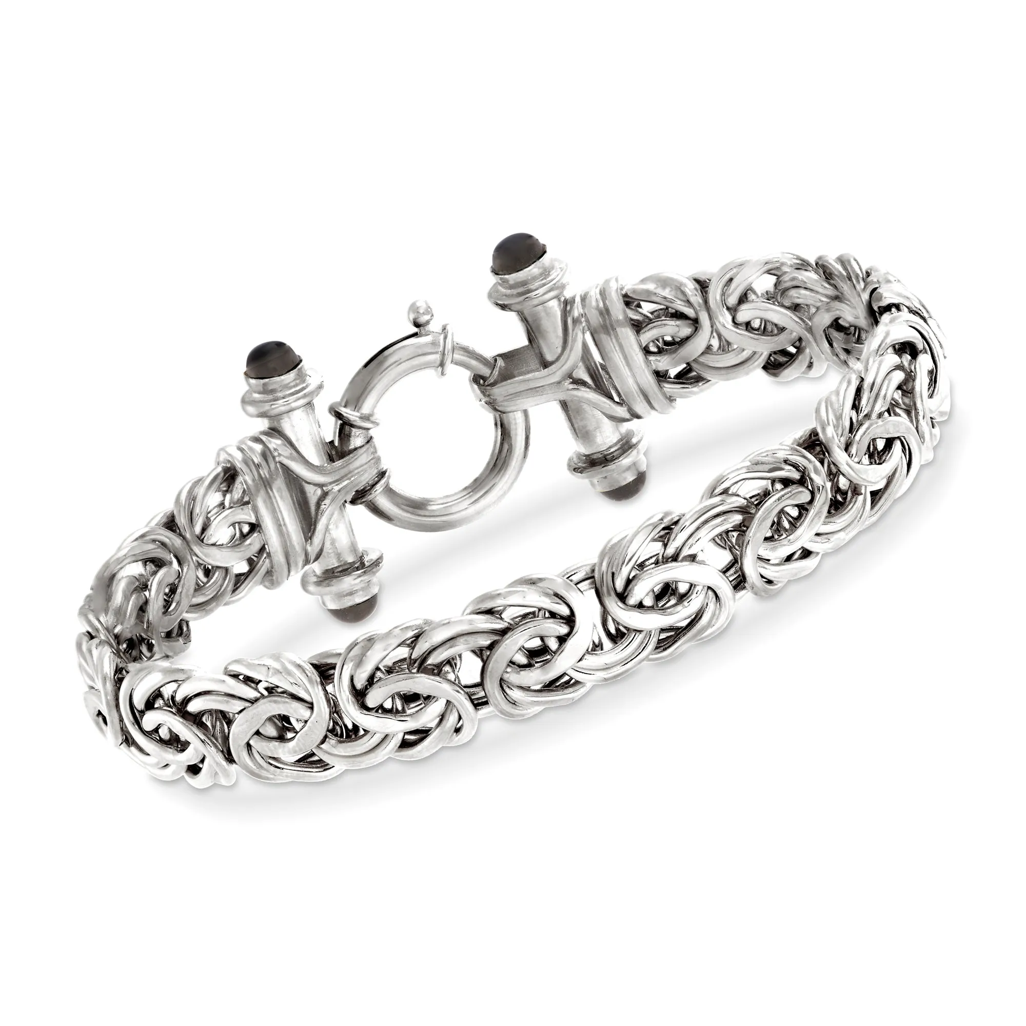 Ross-Simons Sterling Silver Byzantine Bracelet With Black Onyx