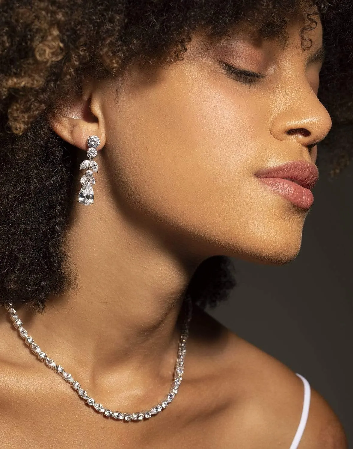 Round and Pear Shape Drop Earrings