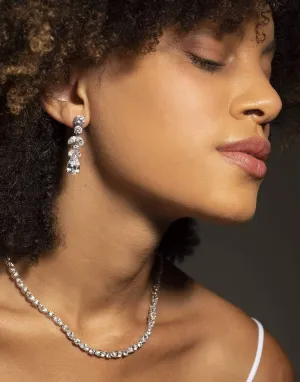 Round and Pear Shape Drop Earrings