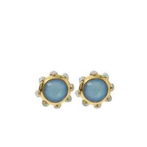 Rounded Stone Clip Earrings