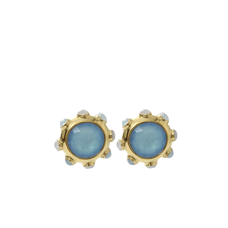 Rounded Stone Clip Earrings