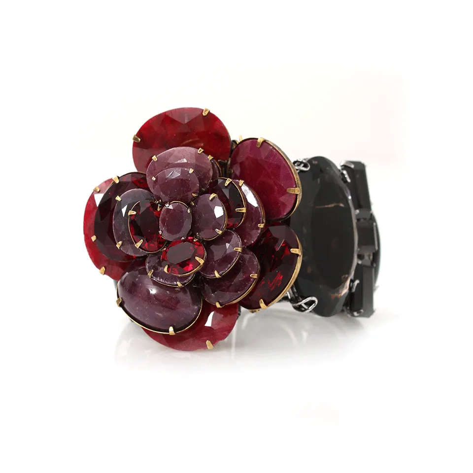 Ruby Onyx Flower Cuff
