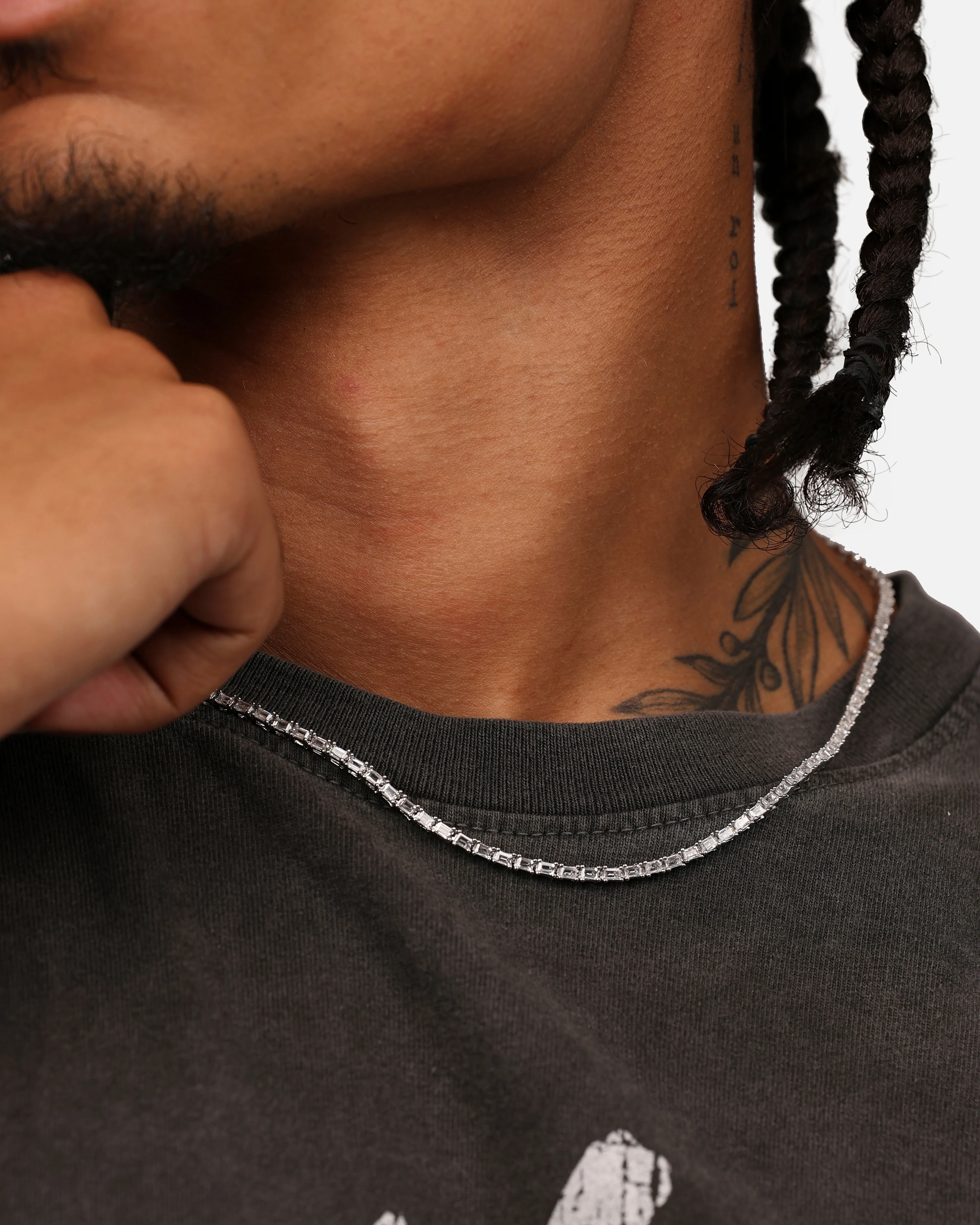 Saint Morta Landscape Baguette Chain Iced White Gold
