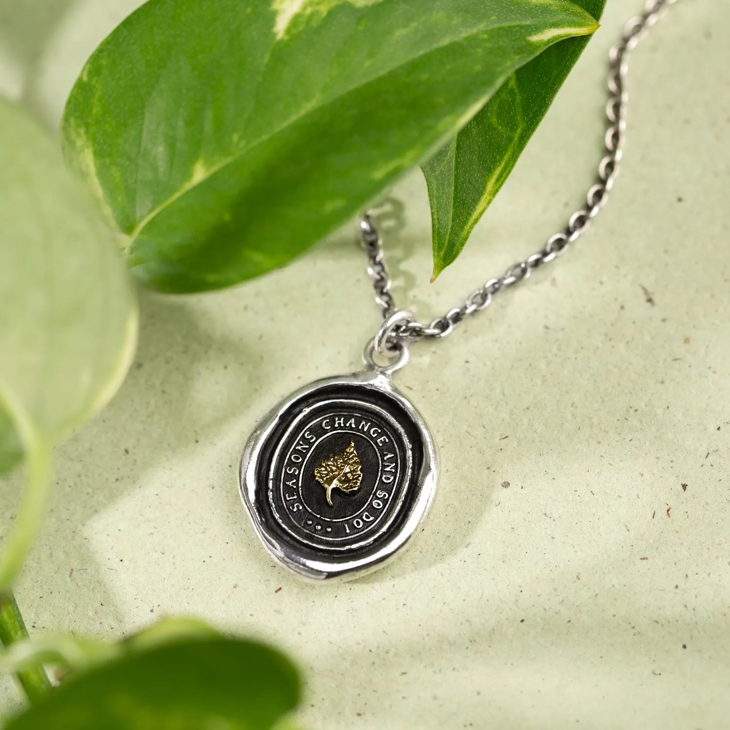 Seasons Change and So Do I 14K Gold on Silver Talisman