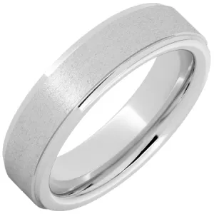 Serinium® Flat Band with Grooved Edges and Stone Finish