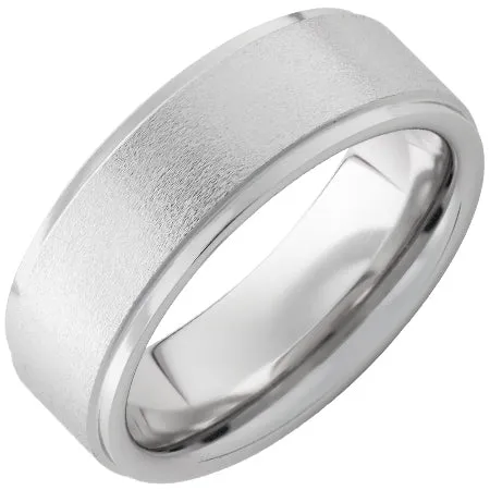 Serinium® Flat Band with Grooved Edges and Stone Finish