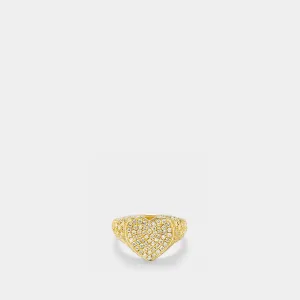 Set Heart Signet Ring & Wave Ring Diamonds in Yellow Gold
