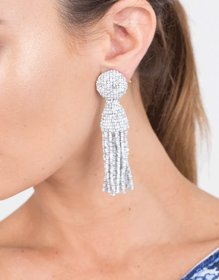 Short Beaded Tassel Earrings