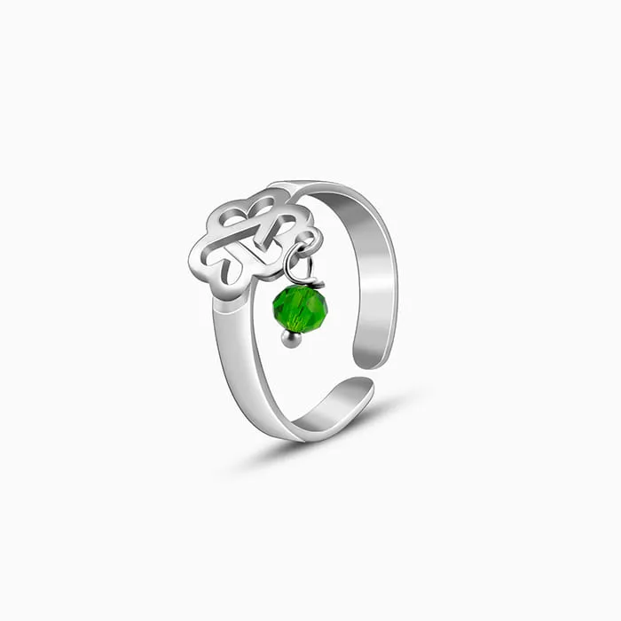 Silver Leafy Green Bead Toe Rings Giva