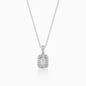 Silver Sparkling Zirconia Pendant With Link Chain Giva