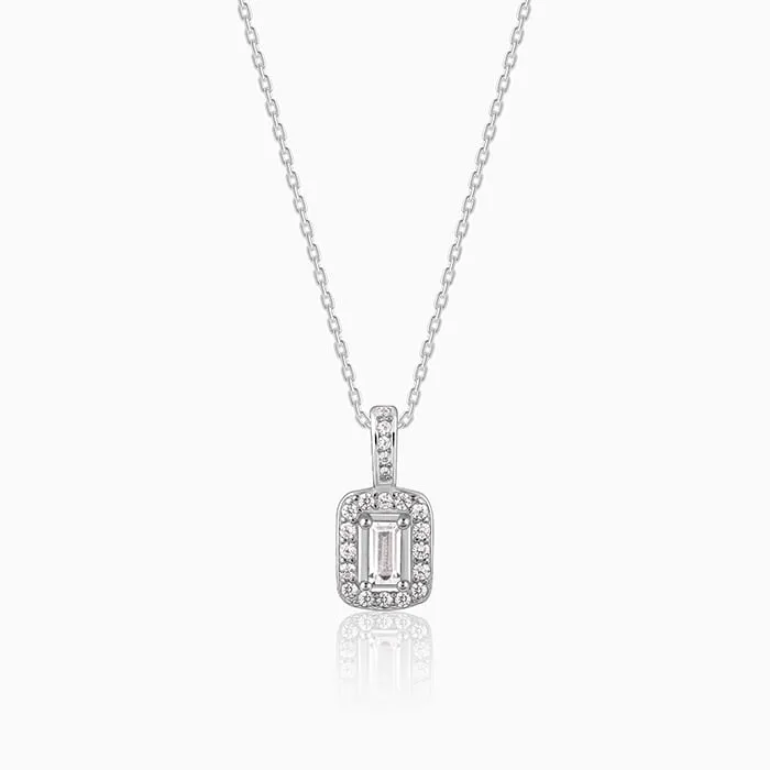 Silver Sparkling Zirconia Pendant With Link Chain Giva