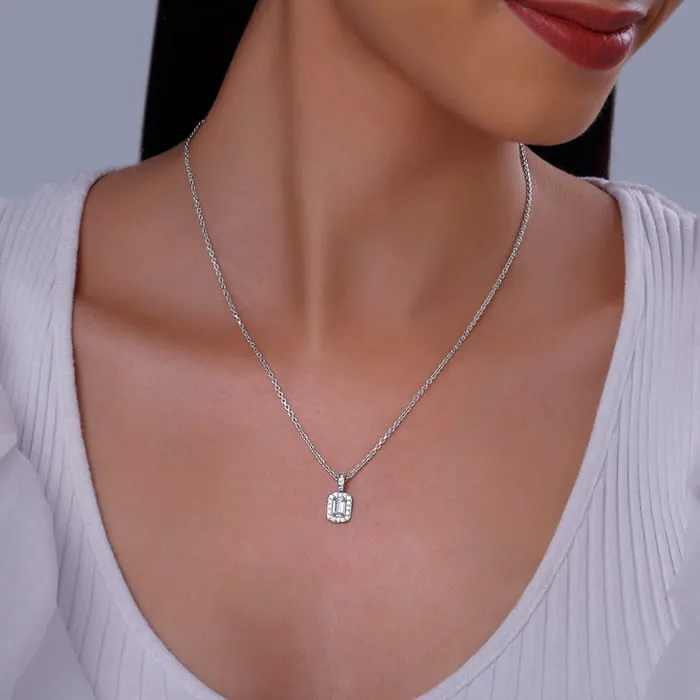 Silver Sparkling Zirconia Pendant With Link Chain Giva