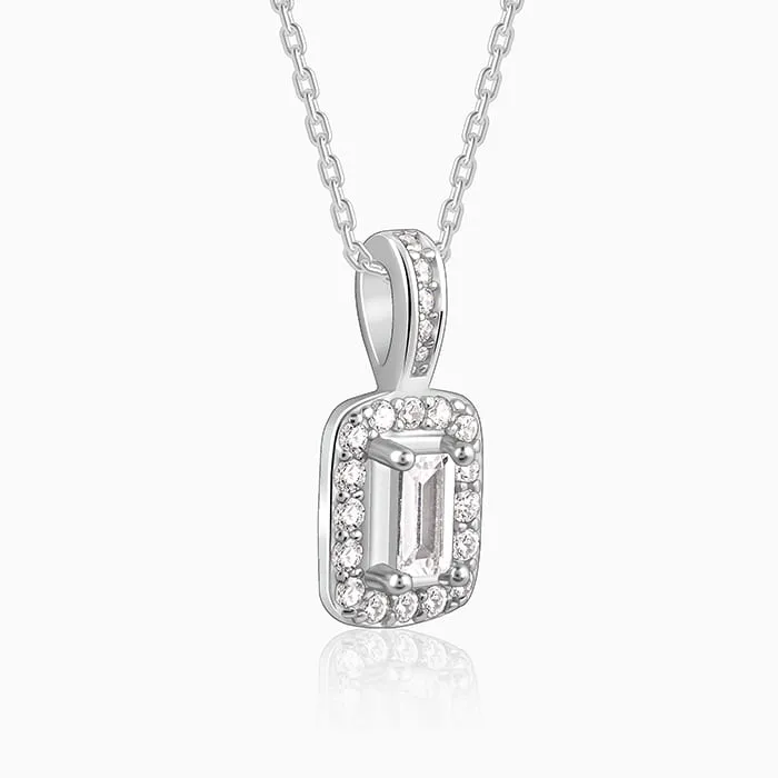Silver Sparkling Zirconia Pendant With Link Chain Giva