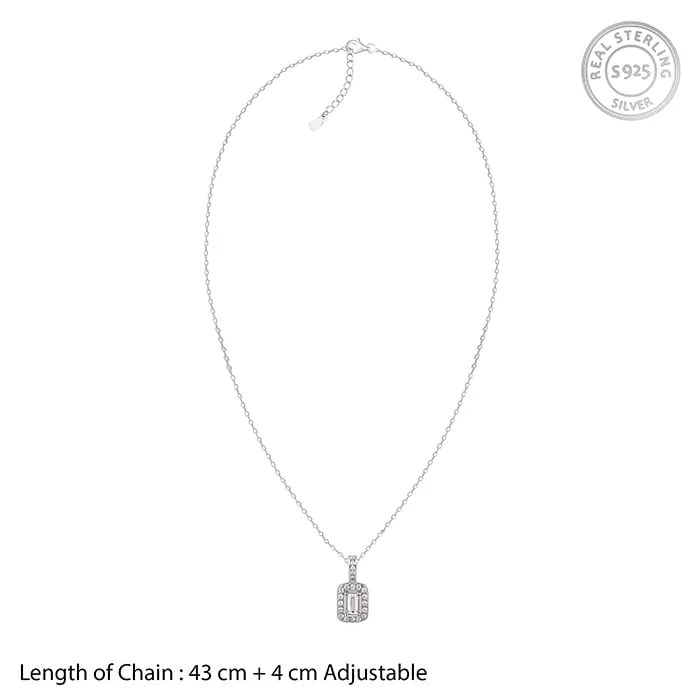 Silver Sparkling Zirconia Pendant With Link Chain Giva