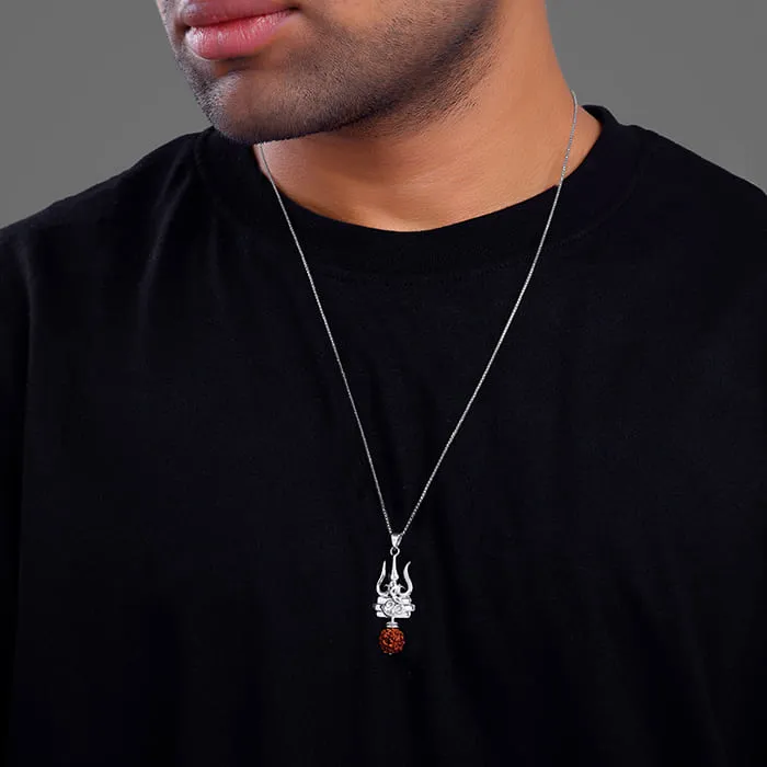 Silver Trishakti Pendant With Box Chain For Him Giva