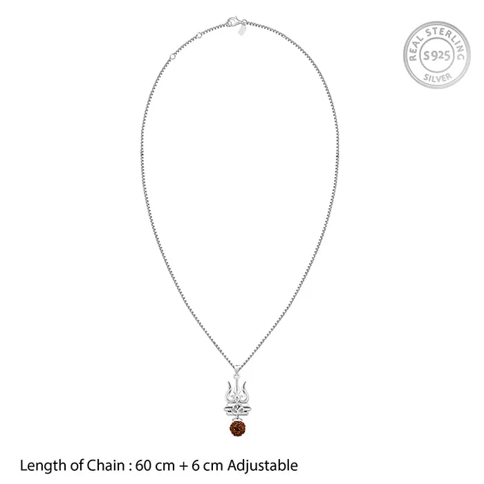 Silver Trishakti Pendant With Box Chain For Him Giva