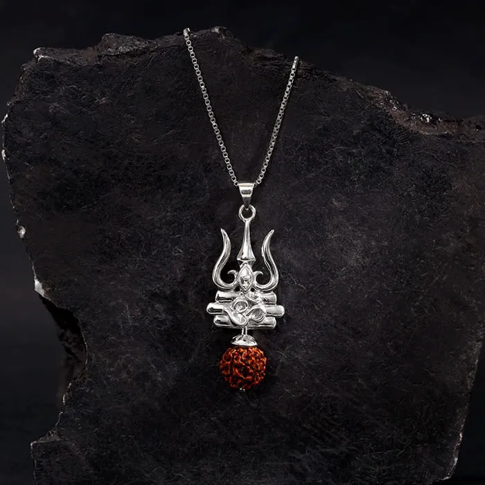 Silver Trishakti Pendant With Box Chain For Him Giva