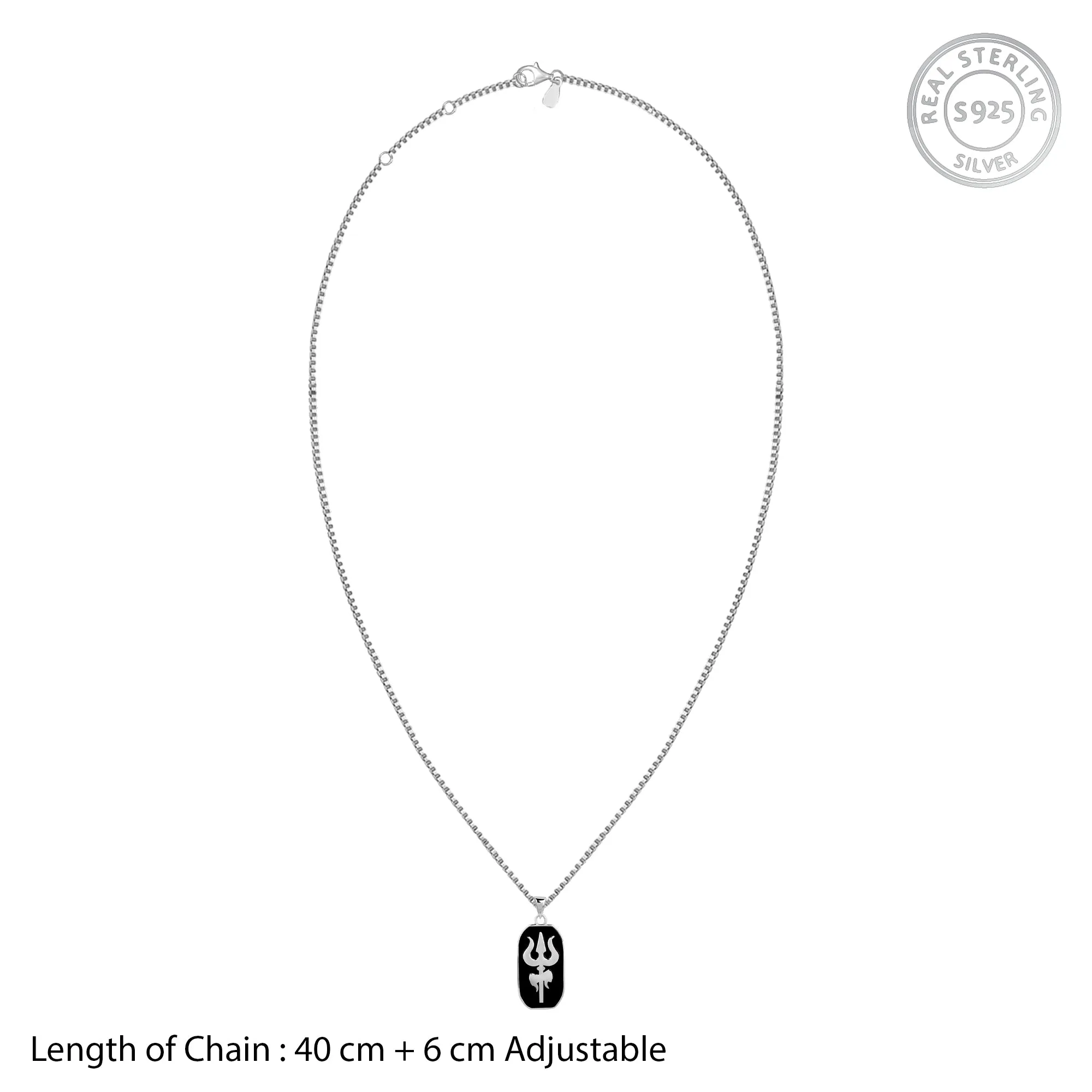 Silver Trishul Pendant With Box Chain For Him Giva