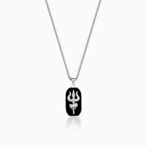 Silver Trishul Pendant With Box Chain For Him Giva