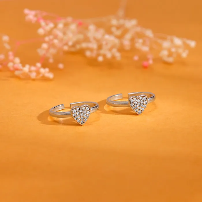 Silver Your Heart Toe Rings Giva