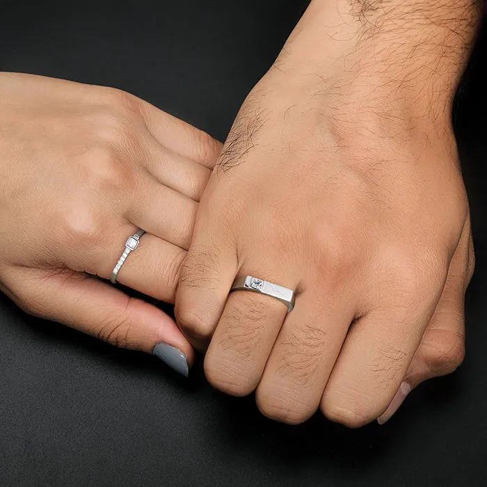 Silver Zircon Love Language Couple Rings Giva