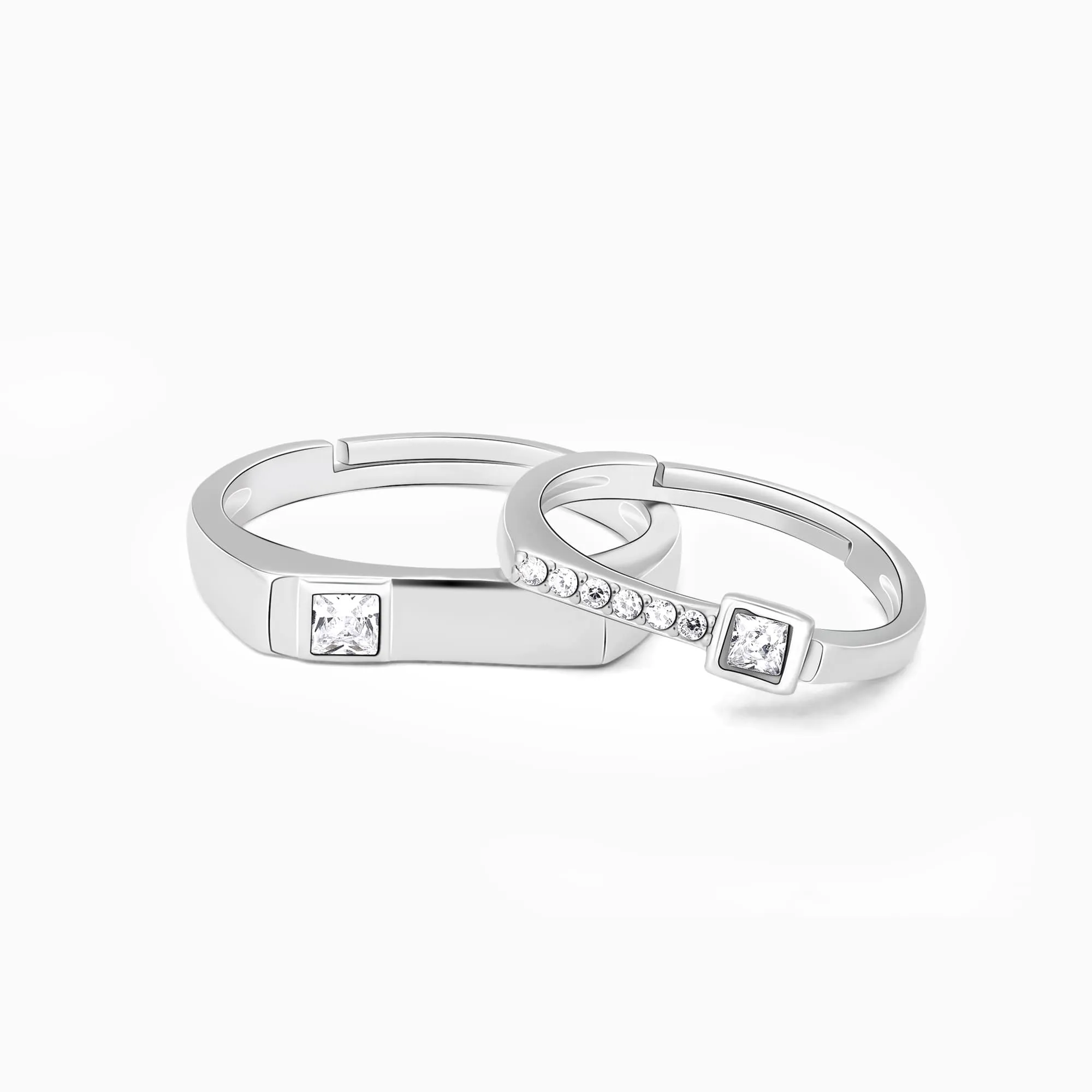 Silver Zircon Love Language Couple Rings Giva