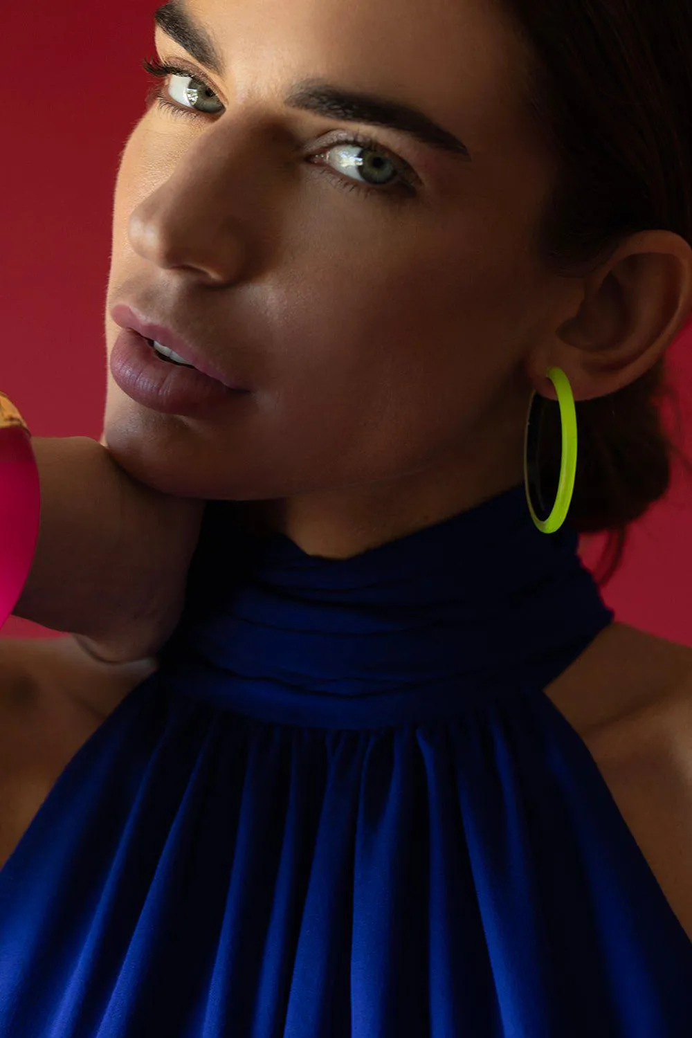 Skinny Lucite Hoop Earrings - Yellow