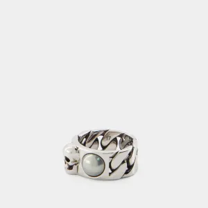 Skl & Pearl Ring - Alexander McQueen - Metal - Metallic