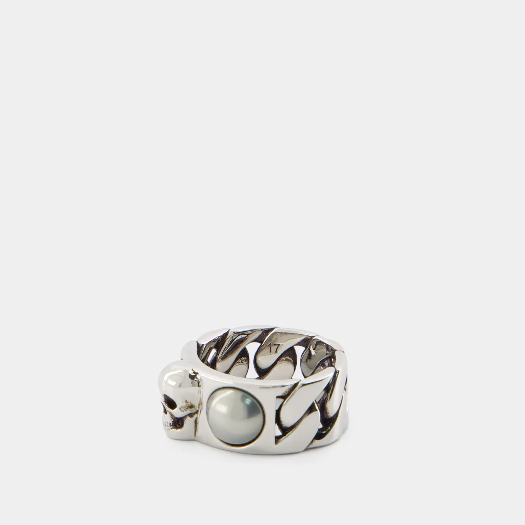 Skl & Pearl Ring - Alexander McQueen - Metal - Metallic
