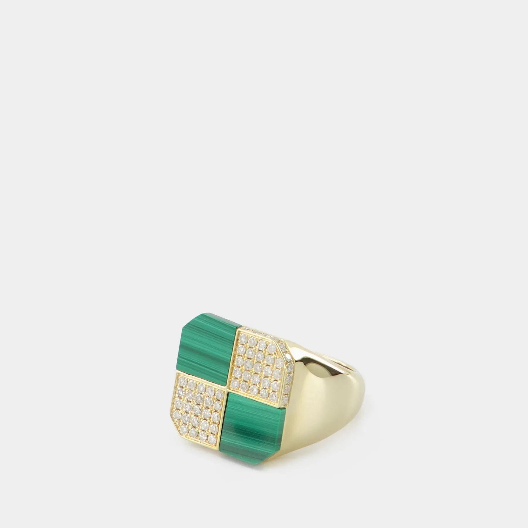 Small Damier Malachite Ring - Yvonne Leon - Gold - 9K