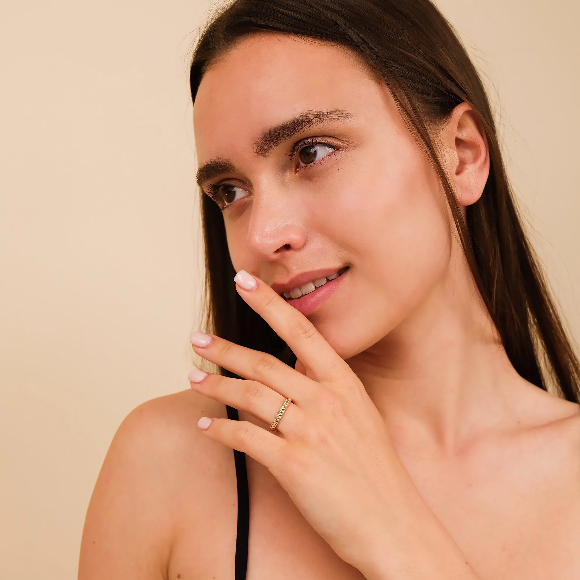 Solid Gold Bold Braided Ring, Nalani SARAHELISE