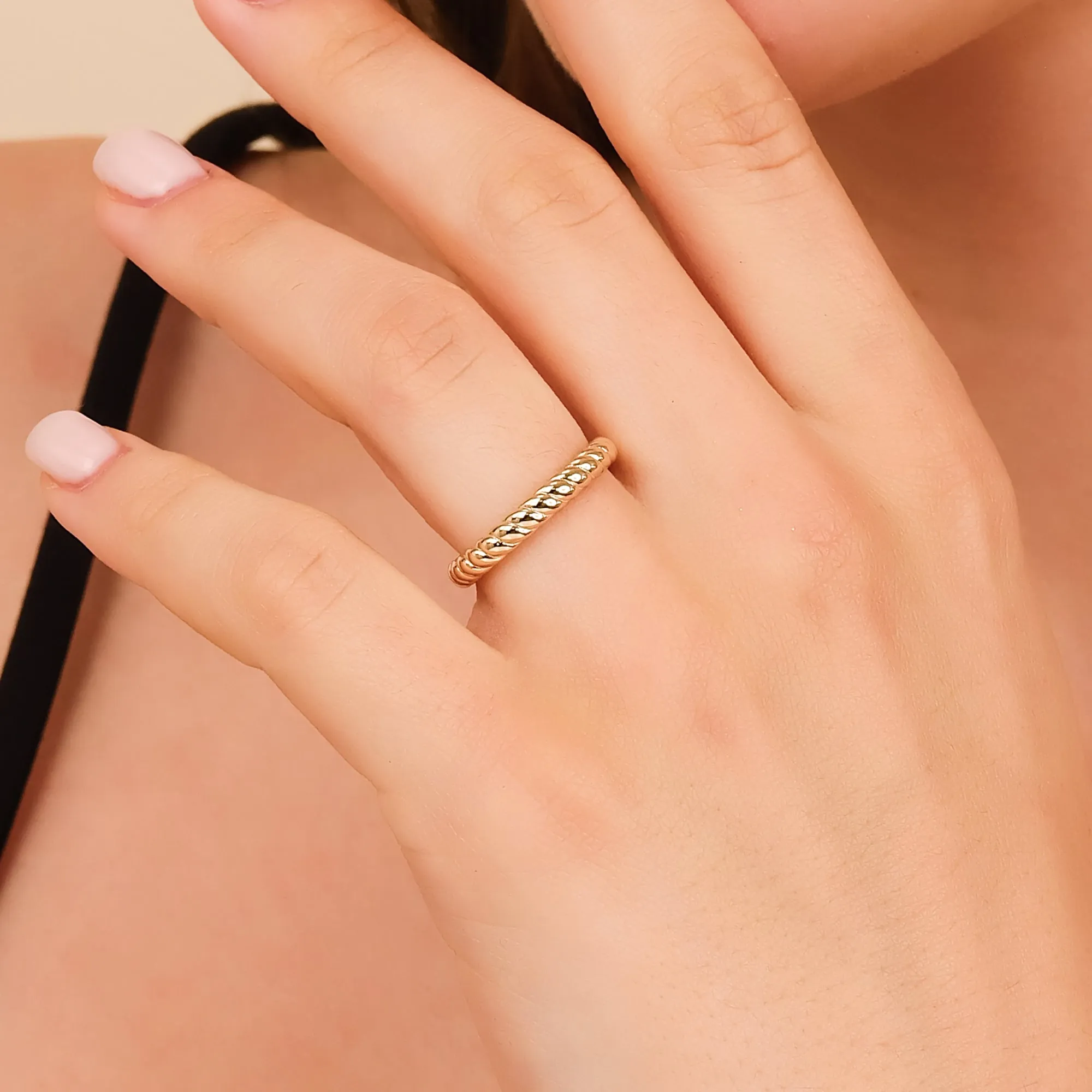 Solid Gold Bold Braided Ring, Nalani SARAHELISE