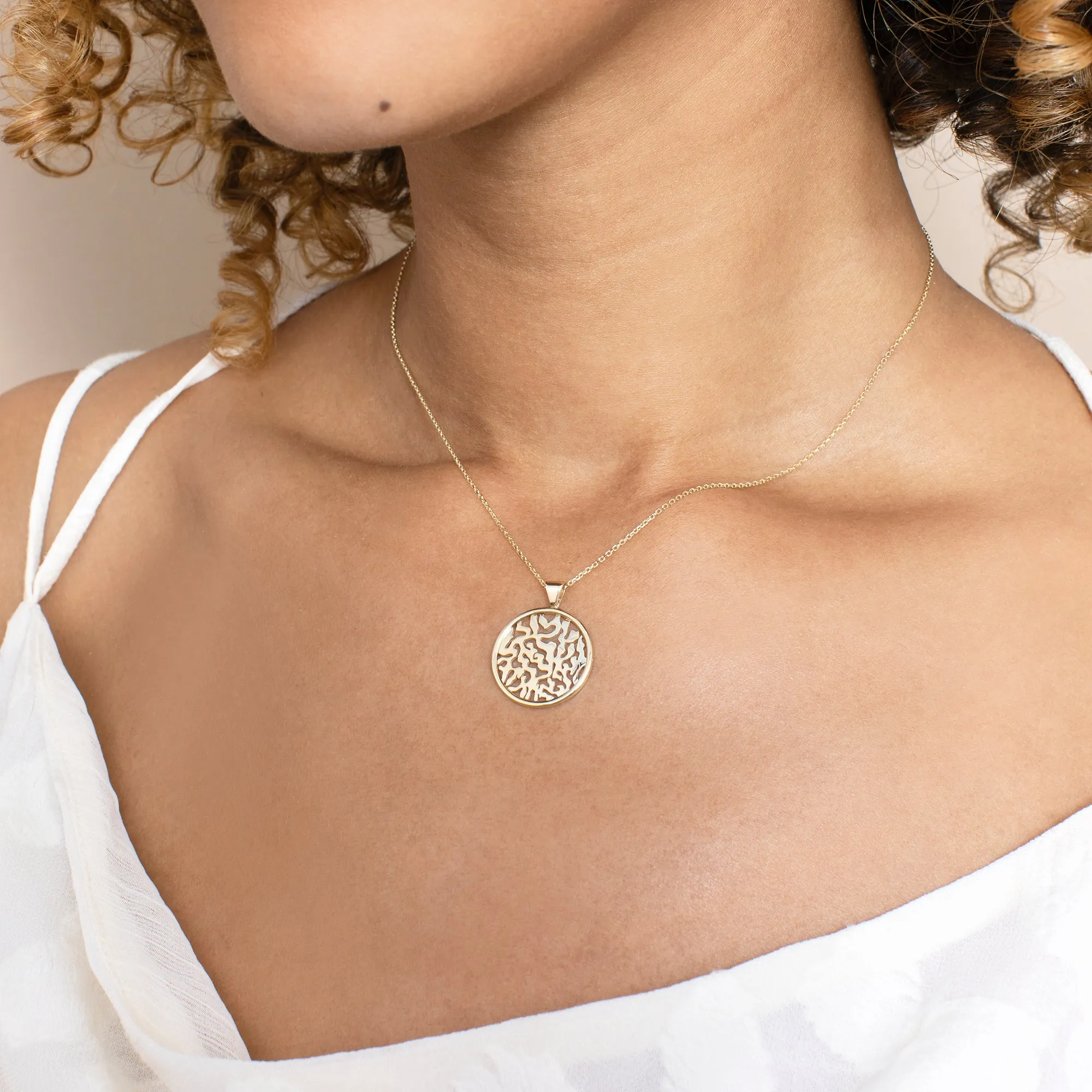 Solid Gold Shema Prayer Charm Necklace, Shema SARAHELISE