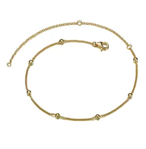 Sterling Silver 14k Gold Plated Bead Link Anklet