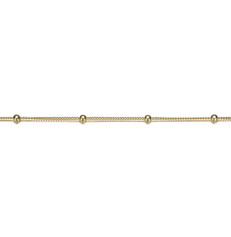 Sterling Silver 14k Gold Plated Bead Link Anklet