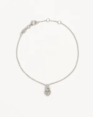 Sterling Silver Crystal Lotus Heart Padlock Bracelet Bycharlotte