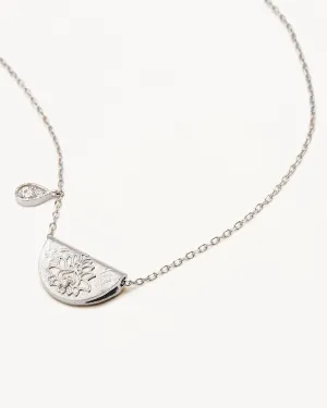 Sterling Silver Lotus Birthstone Necklace - April - White Topaz Bycharlotte