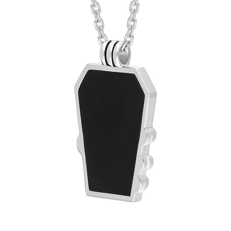 Sterling Silver Whitby Jet Skull and Claw Coffin Pendant