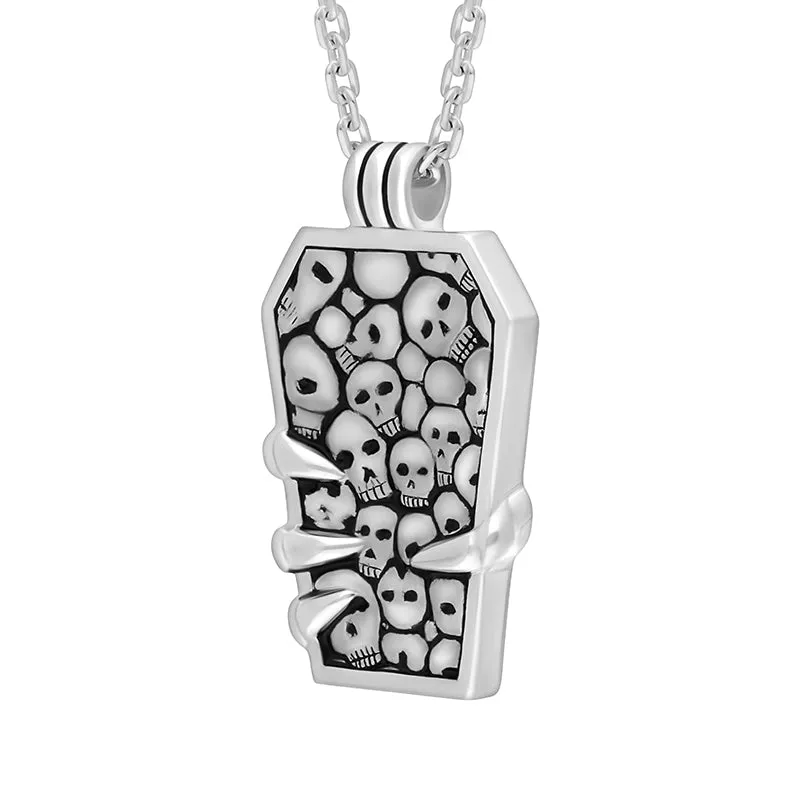Sterling Silver Whitby Jet Skull and Claw Coffin Pendant