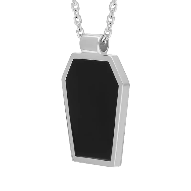 Sterling Silver Whitby Jet Skull Coffin Pendant