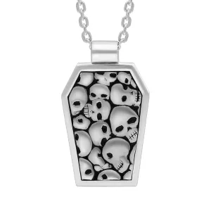Sterling Silver Whitby Jet Skull Coffin Pendant