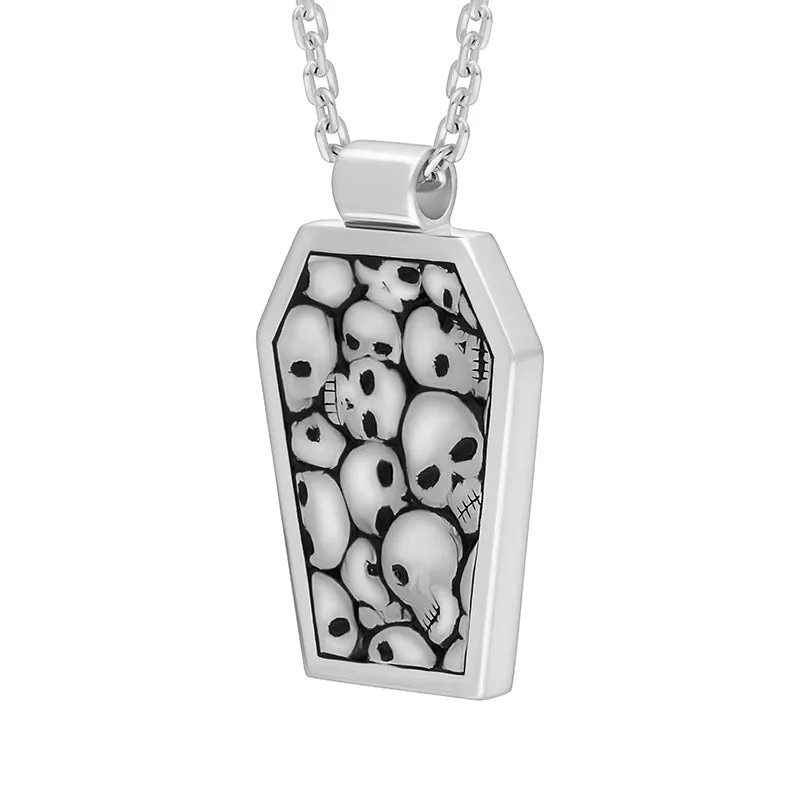 Sterling Silver Whitby Jet Skull Coffin Pendant