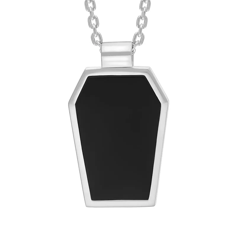 Sterling Silver Whitby Jet Skull Coffin Pendant