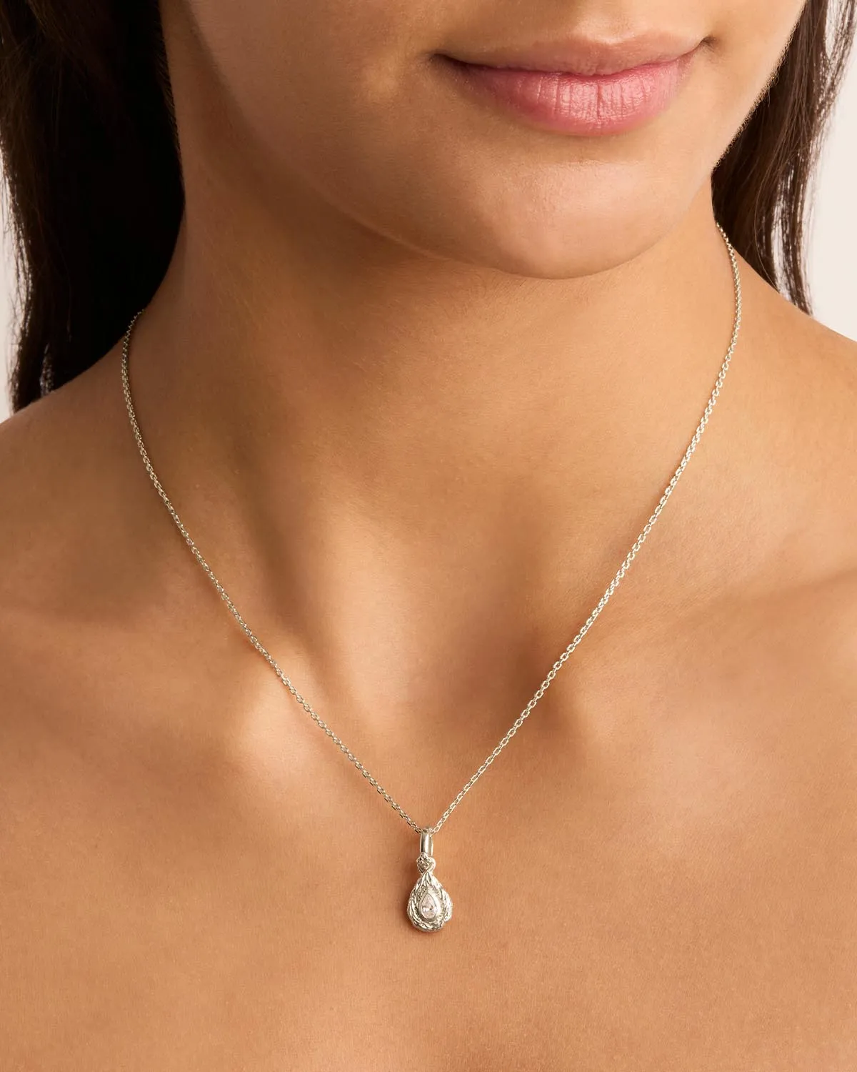 Sterling Silver With Love Birthstone Annex Link Pendant - April Bycharlotte